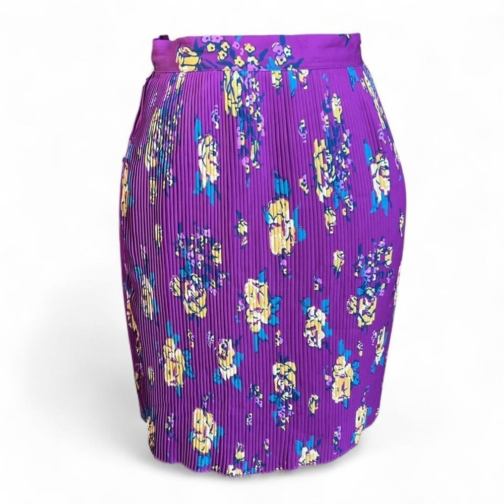 Modcloth purple floral pleated skirt size xs boho‎ preppy going out